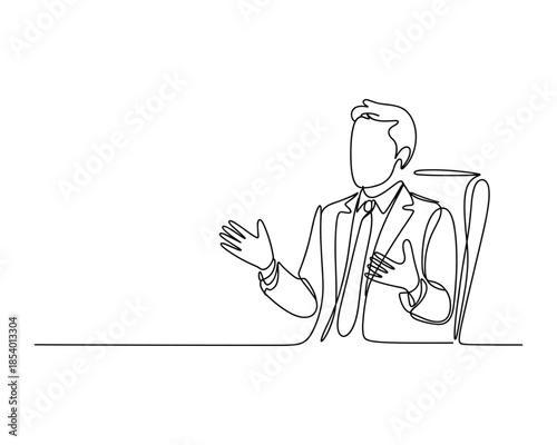 Businessman giving presentation or speech in a suit