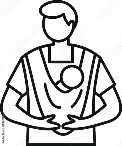 Parent carrying baby in a baby sling, symbolizing childcare and family bonding