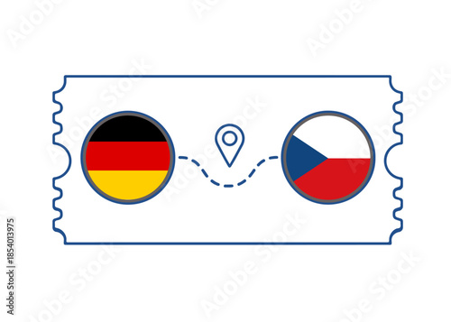 Germany – Czech Republic International Travel Route vector ticket
Vector ticket route between countries
