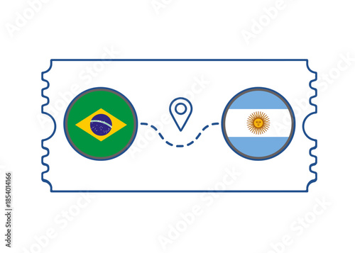 Brazil – Argentina International Travel Route vector ticket
Vector ticket route between countries