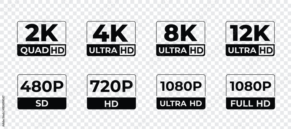 Obraz premium Resolution comparison chart for various display and video qualities