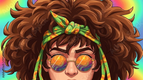 Woman with Headband and Sunglasses Closeup.