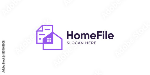 Creative simple home file logo template. File document with home house logo design vector illustration.