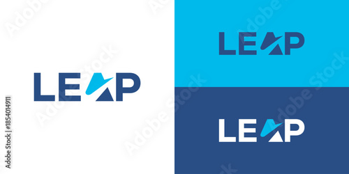 Simple wordmark leap logo design vector illustration.