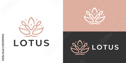 Luxury simple lotus flower logo template. Lotus beauty logo design vector illustration.