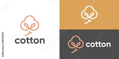 Creative simple cotton logo template. Cotton blossom logo design vector illustration.