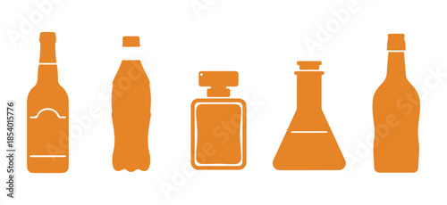 Set of bottle icons designed in a modern flat style. Vector

