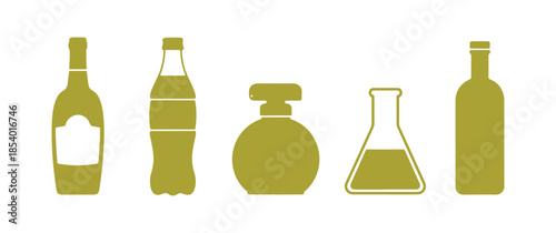Set of bottle icons designed in a modern flat style. Vector
