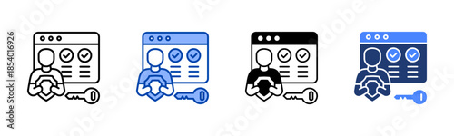 Authorization icon set multiple style collection