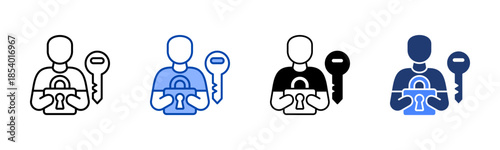 Authentication icon set multiple style collection