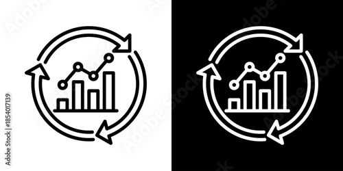 Continuous Improvement Icon Set Vector Collection Isolated In Black And White