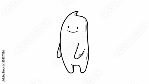 Simple Cartoon Character with Smiling Face.