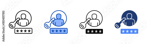 Login icon set multiple style collection