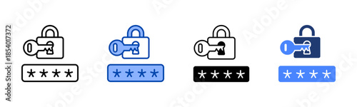 Password icon set multiple style collection