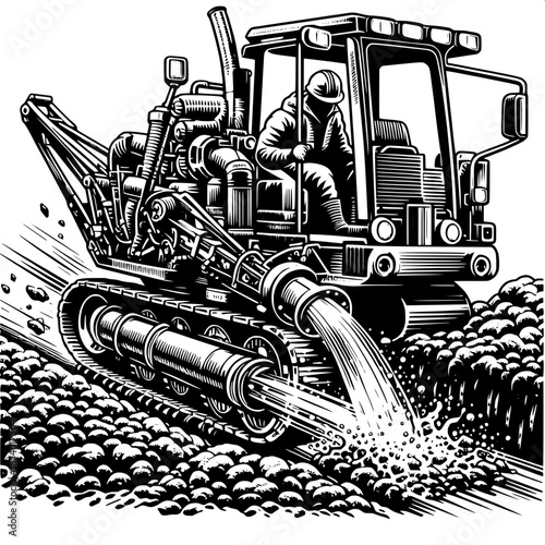 Trencher Operator Digging Trenches