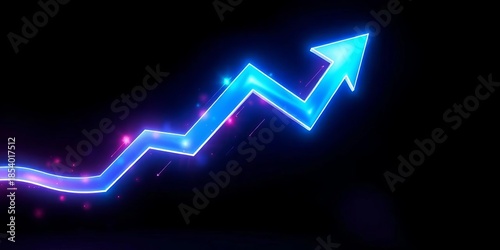 Abstract glowing upward arrow with light streaks, signifying progress and new ideas,  symbol,  light
