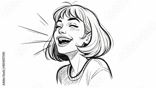 Woman Laughing Out Loud with Joy.