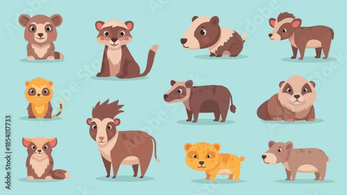 Collection of Cartoon Animal Characters and Icons.
