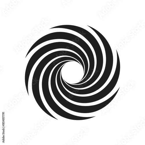 🌀 Abstract Black and White Circular Spiral Swirl Design Element