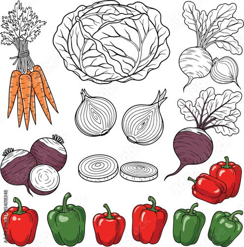 Vibrant colorful vegetables for healthy eating and recipes