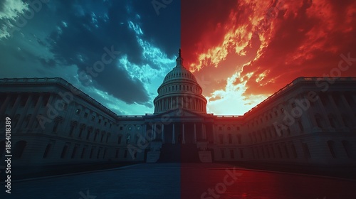 Capitol Building, Divided Sky, Political Conflict, News