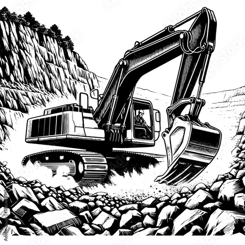 Excavator Operator in Rock Quarry