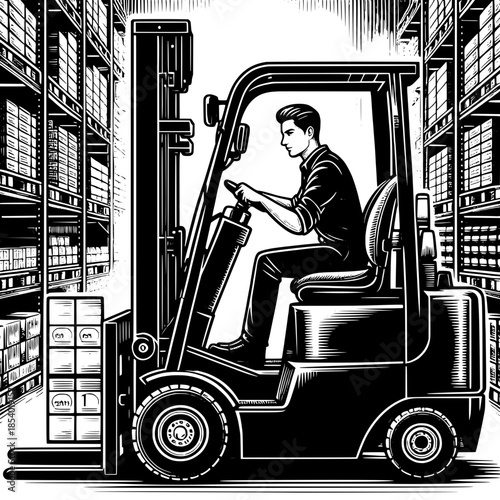 Forklift Operator Stacking Pallets