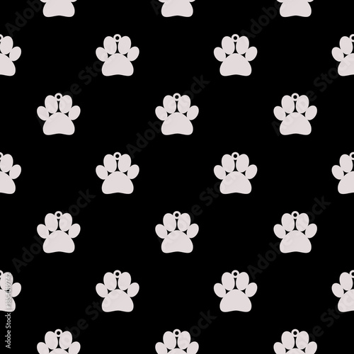Dog collar with name tag seamless pattern isolated on black background