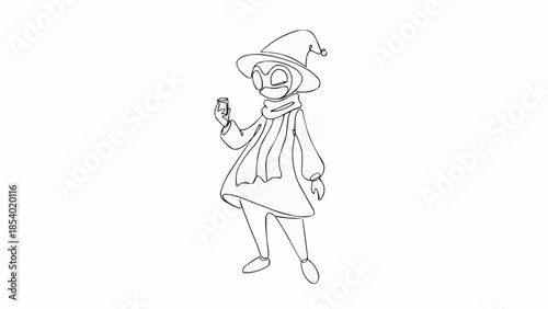 Illustration of a Wizard Holding a Wand.