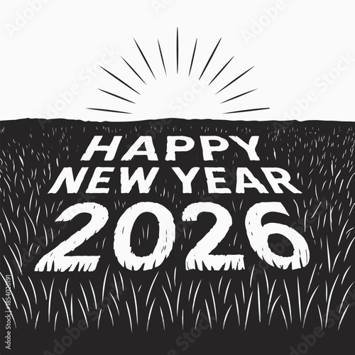 Happy New Year written on the farmland