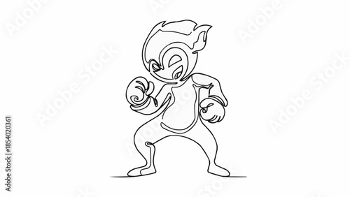 Cartoon Character with Muscular Arms and Fists.