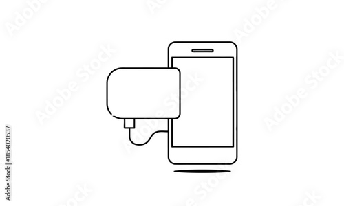 Power Bank Charging Smartphone Line Icon, Portable Energy and Modern Mobile Gadget Concept.