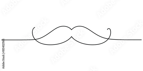 Continuous line mustache drawing