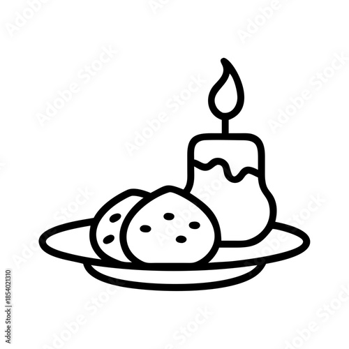 Candle-Lit Burns Supper Table with Haggis and Neeps Flat Vector Illustration