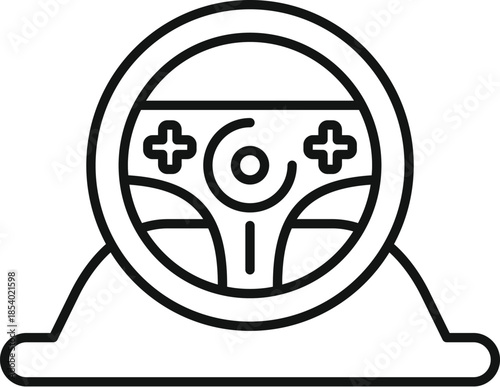 Gaming steering wheel with control buttons representing racing game experience