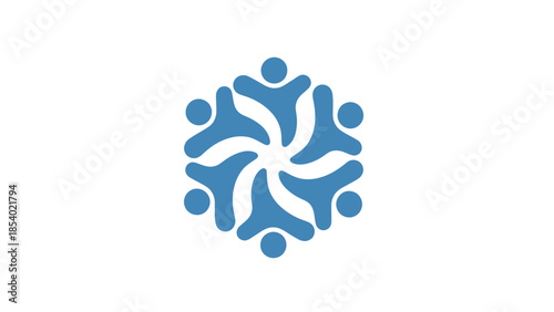 Abstract blue human figures forming a circular community logo.