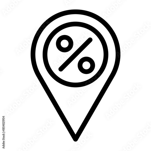Line style e-commerce icon of discount location representing local deals.