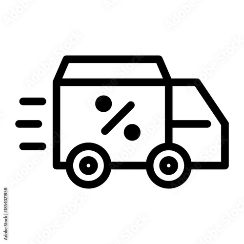 Line style e-commerce icon of delivery truck representing shipping service.