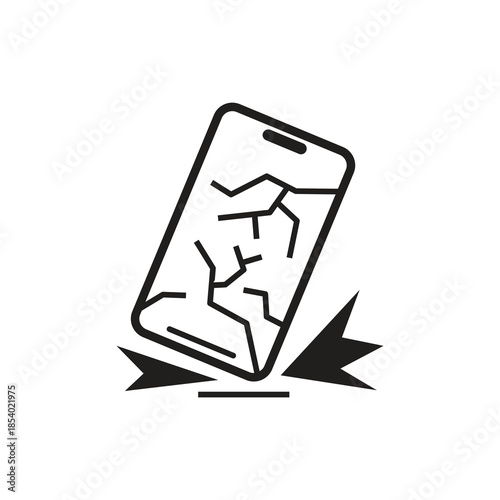 Damaged Smartphone with Cracked Screen Solid