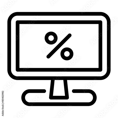 Line style e-commerce icon of discount monitor representing digital offers.
