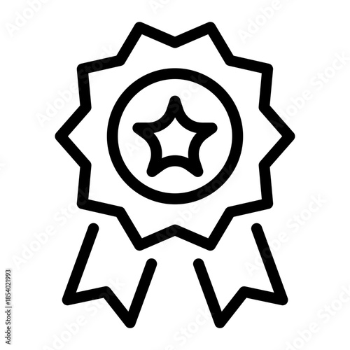 Line style e-commerce icon of quality badge representing trusted products.