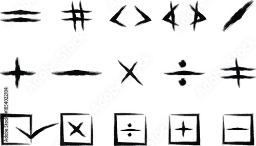 Abstract Brushstroke Mathematics Symbols Set