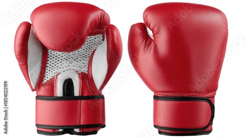 Power Punch: Pair of red boxing gloves, offering a striking visual of athletic equipment. Symbol of strength, competition, and the intensity of the fight.