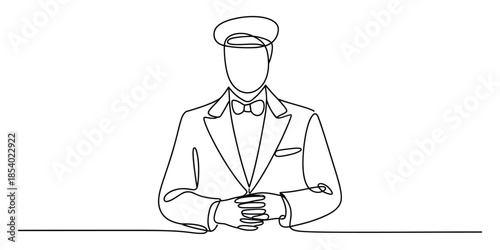 One line drawing of a chauffeur or doorman in uniform
