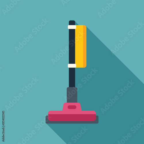 Flat design steam mop icon with long shadow cleaning a surface