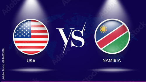  “ usa vs namibia flag, and world map use for t20 cricket world cup 2026 template banner design.”