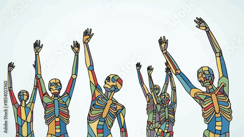 Group of People Raising Hands Together.