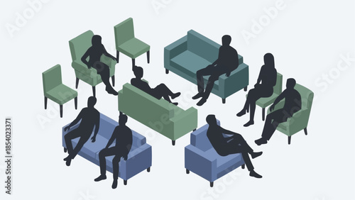 Group of People Sitting in Circle.