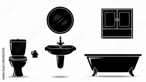 Bathroom Fixtures Toilet Sink Bathtub Cabinet.