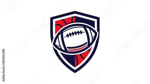 American Football Shield Logo Design with Basketball Texture.